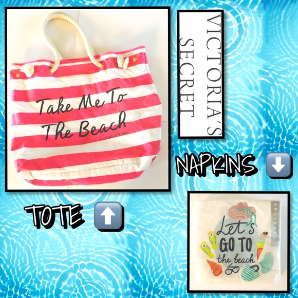 Victoria secret beach bag & nip beach napkins - Picture 2 of 4